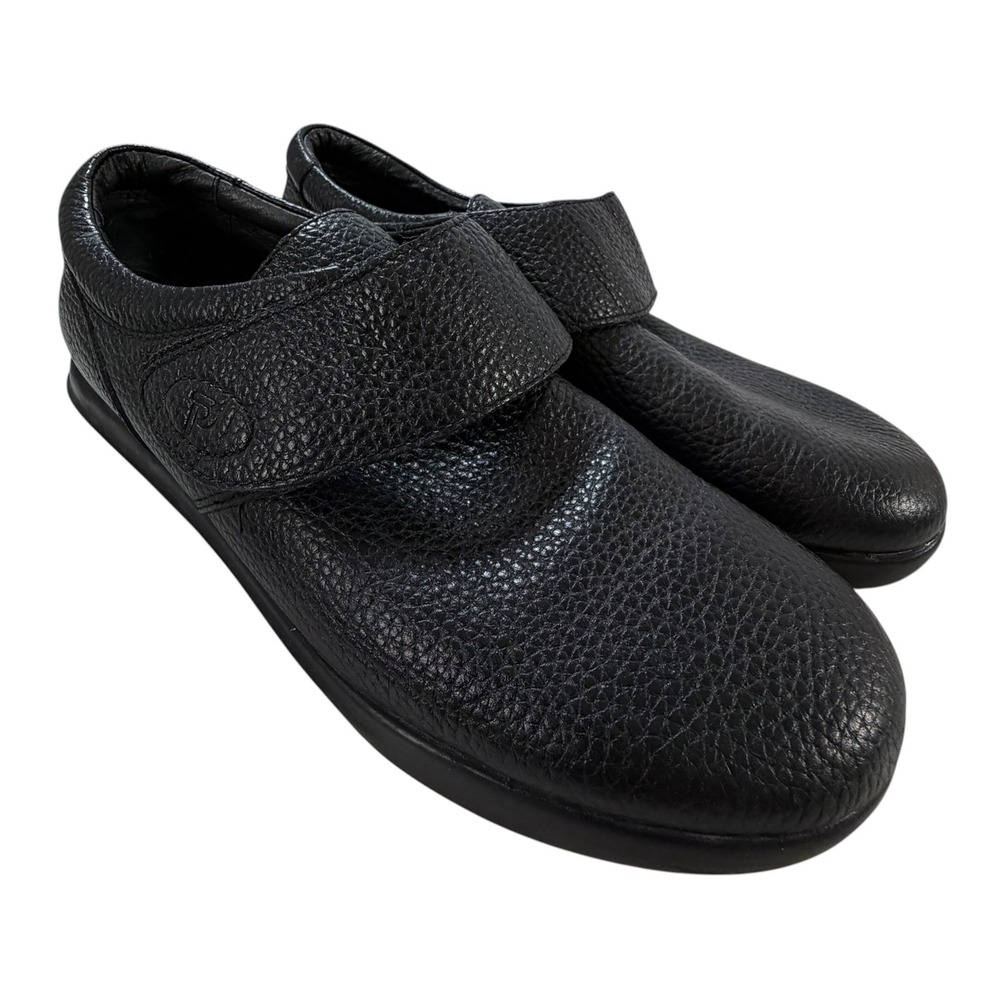 Propet W4005 Womens 9 Slim Black Pebble Leather Hook Loop Comfort Walking Shoes